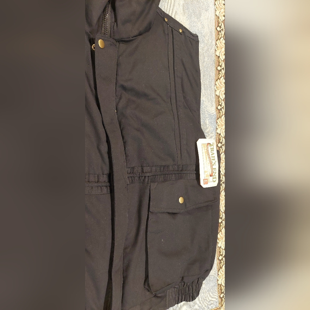 Men's Black Vest with Red Plaid Lining - Picture 2 of 9